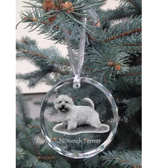 Norwich Terrier - Kristallkugel mit Foto, Hundebild im Kristall, personalisierter Christbaumschmuck von Art-Dog.