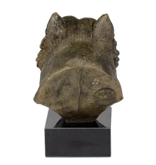 Norwich Terrier - Hundestatue, Büste auf Steinsockel, Skulptur, Trophäe für Hundeausstellung der Marke Art-Dog