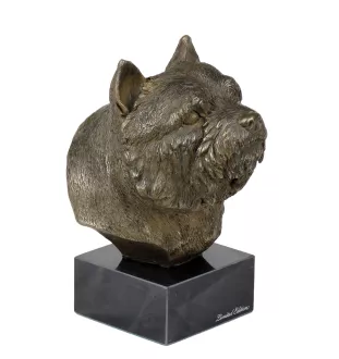 Norwich Terrier, Terrier de Norwich - Statue de chien, buste sur socle en pierre, sculpture, trophée pour exposition canine par la marque Art-Dog