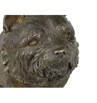 Norwich Terrier, Terrier de Norwich - Statue de chien, buste sur socle en pierre, sculpture, trophée pour exposition canine par la marque Art-Dog