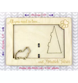 Norwich Terrier - Photo frame, engraved wooden frame, a lovely gadget for the dog lover by Art-Dog