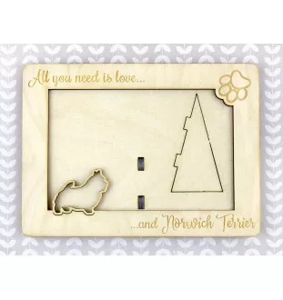 Norwich Terrier, Terrier de Norwich - Cadre photo, cadre en bois gravé, un joli gadget pour l'amoureux des chiens par Art-Dog