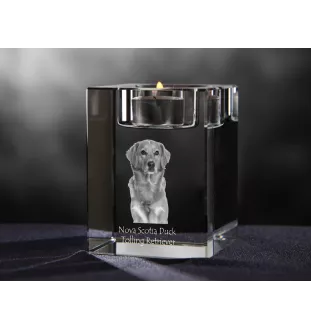 Nova Scotia Duck Tolling Retriever, Yarmouth Toller - Candle holder with dog photo, crystal tealight holder, personalised gift by Art-Dog brand