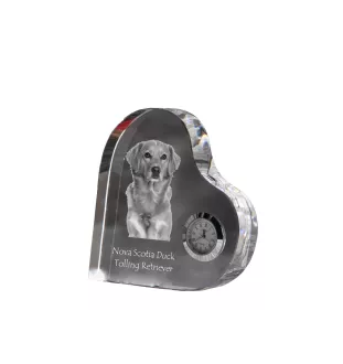 Retriever de la Nouvelle-Écosse, Nova Scotia Duck Tolling Retriever - horloge en cristal avec une photo de chien, horloge de table en forme de cœur, horloge debout personnalisée de la marque Art-Dog