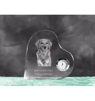 Retriever de la Nouvelle-Écosse, Nova Scotia Duck Tolling Retriever - horloge en cristal avec une photo de chien, horloge de table en forme de cœur, horloge debout personnalisée de la marque Art-Dog