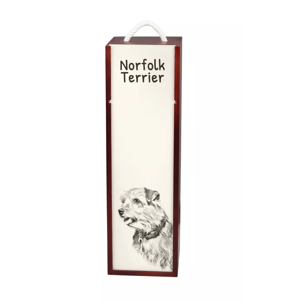 Norfolk Terrier - Weinbox mit Hund, Alkoholbox mit Grafik, personalisierte Geschenkbox der Marke Art-Dog