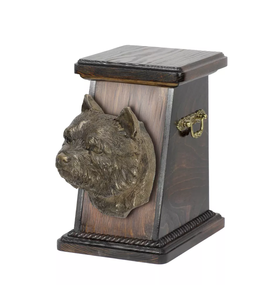 Norwich Terrier - urn for dog ashes, elegant urn with a statue, commemorative urn with a bust of a dog by Art-Dog brand