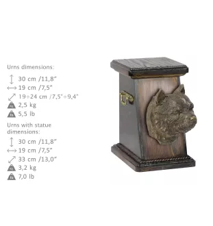 Norwich Terrier - urn for dog ashes, elegant urn with a statue, commemorative urn with a bust of a dog by Art-Dog brand