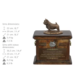 Norwich Terrier, Terrier de Norwich - urne pour les cendres de chien, urne avec une statuette, urne personnalisée pour les cendres de chien de la marque Art-Dog