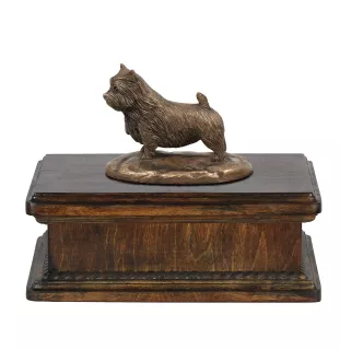 Norwich Terrier, Terrier de Norwich - urne pour cendres de chien, urne classique avec une statuette, urne élégante avec un chien de la marque Art-Dog