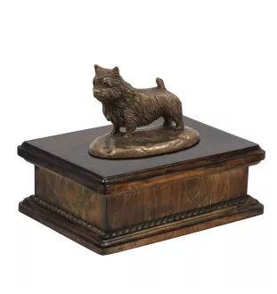 Norwich Terrier, Terrier de Norwich - urne pour cendres de chien, urne classique avec une statuette, urne élégante avec un chien de la marque Art-Dog