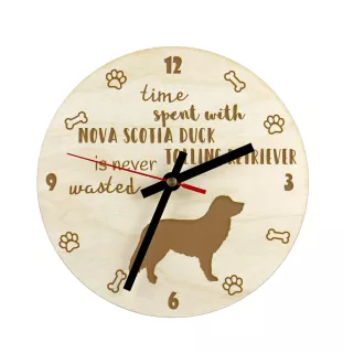 Retriever de la Nouvelle-Écosse, Nova Scotia Duck Tolling Retriever - horloge avec chien, horloge en bois, horloge murale pour les amoureux des chiens, horloge de bureau et étagère, Art-Dog