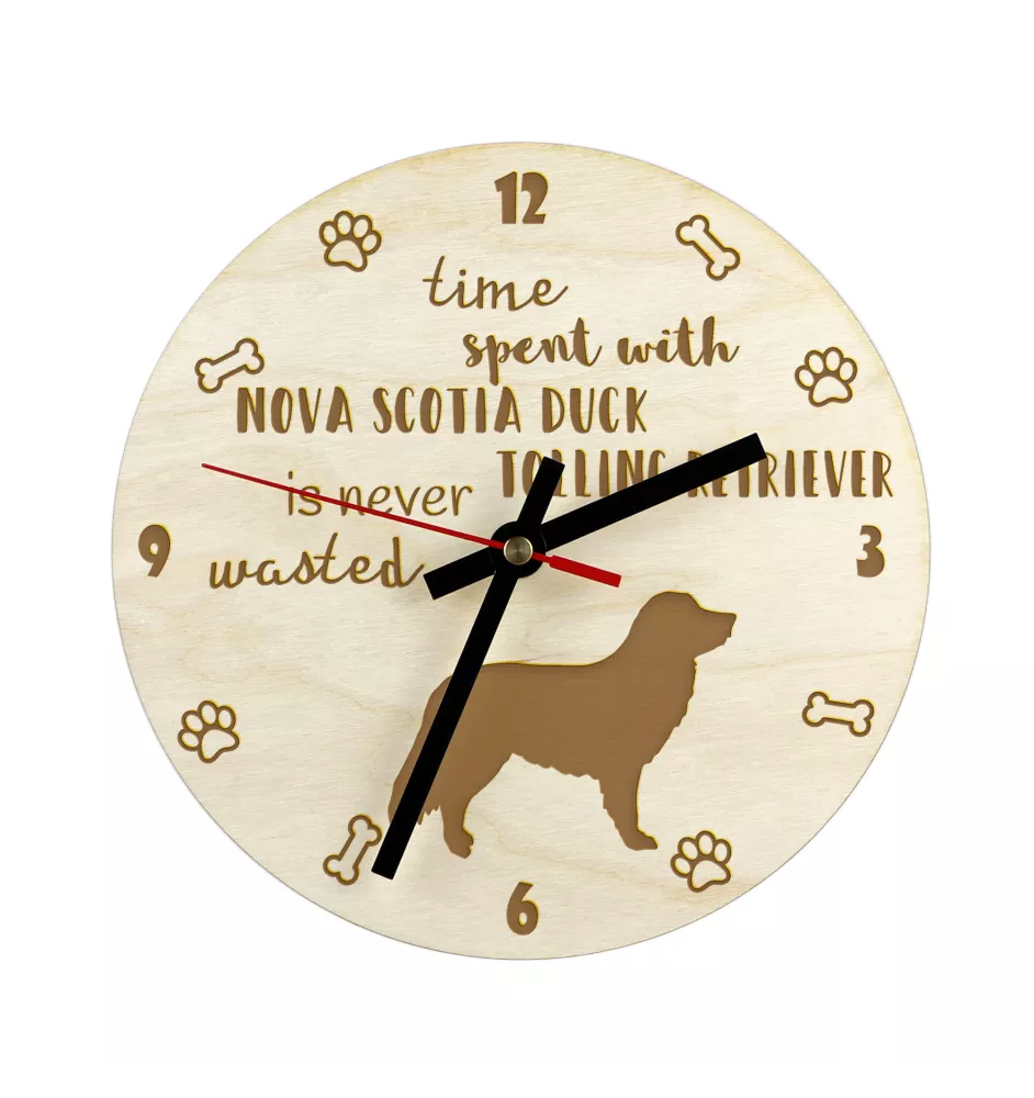 Retriever de la Nouvelle-Écosse, Nova Scotia Duck Tolling Retriever - horloge avec chien, horloge en bois, horloge murale pour les amoureux des chiens, horloge de bureau et étagère, Art-Dog
