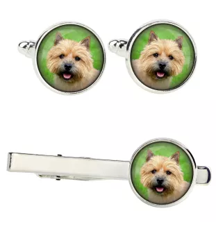 Norwich Terrier - cufflinks and tie with your photo, a suit decoration, men's jewelry from the Art-Dog brand.