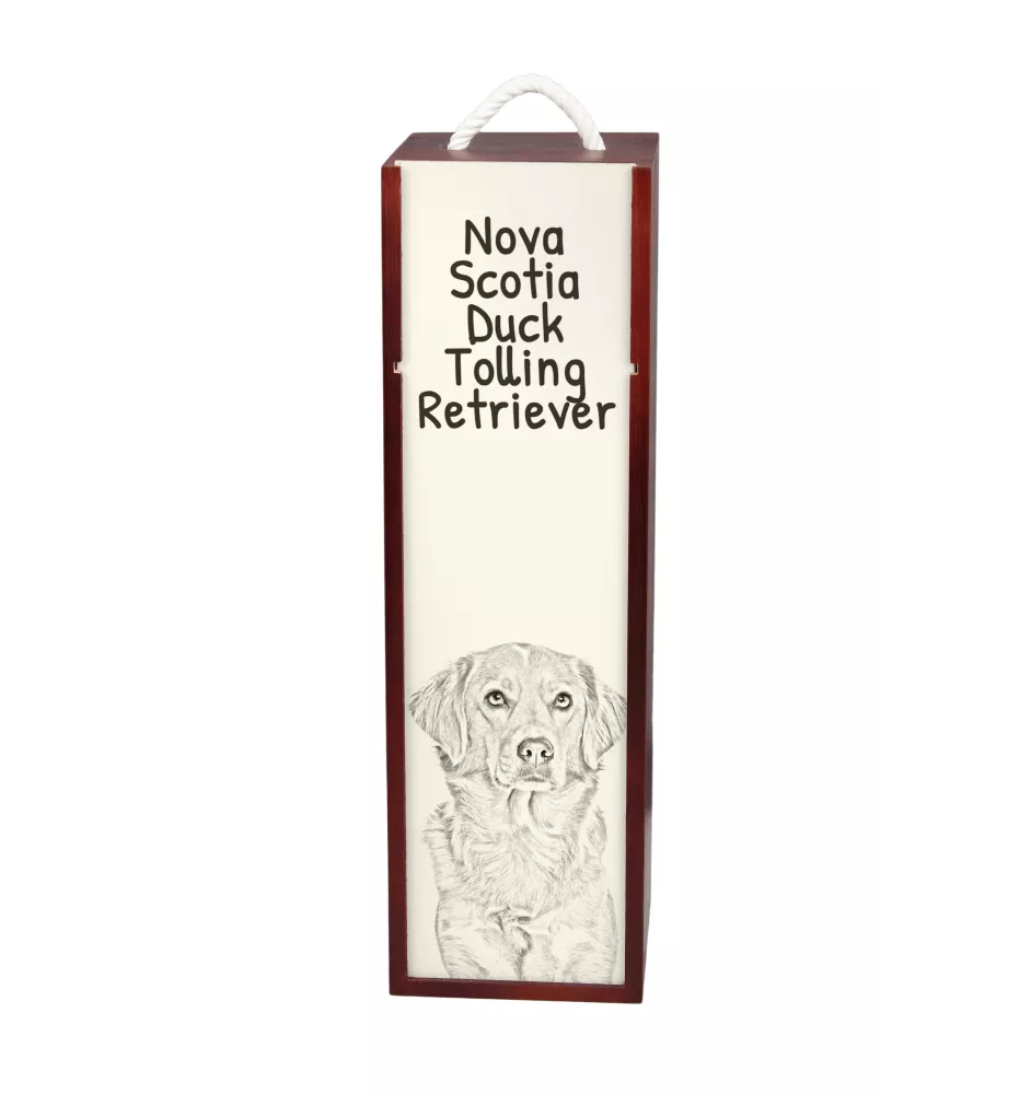 Nova Scotia Duck Tolling Retriever, Yarmouth Toller - wine box with a dog, alcohol box with graphics, personalized gift box from the Art-Dog brand