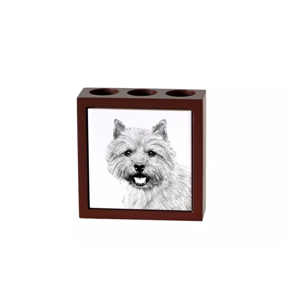Norwich Terrier - stojak na długopisy z psem, organizer na biurko z nadrukiem, personalizowana ozdoba na biurko marki Art-Dog