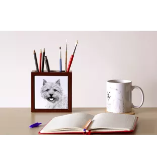 Norwich Terrier - pen holder with a dog, desk organizer with a print, personalized desk decoration from the Art-Dog brand.