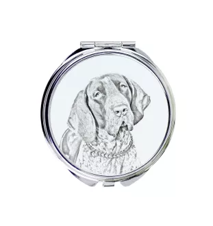 Italienischer Vorstehhund, Bracco Italiano - Taschenspiegel mit Hund, personalisierter Taschenspiegel, kompakter Spiegel mit Art-Dog-Logo
