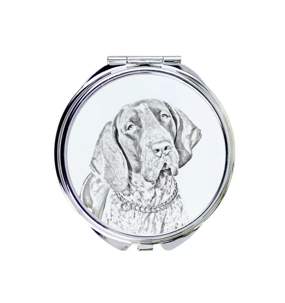 Italienischer Vorstehhund, Bracco Italiano - Taschenspiegel mit Hund, personalisierter Taschenspiegel, kompakter Spiegel mit Art-Dog-Logo