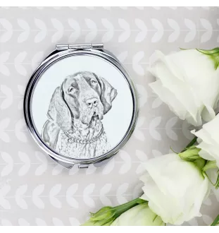 Italienischer Vorstehhund, Bracco Italiano - Taschenspiegel mit Hund, personalisierter Taschenspiegel, kompakter Spiegel mit Art-Dog-Logo
