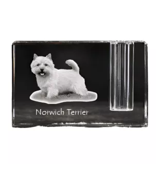 Norwich Terrier - Pen stand, crystal organiser with dog photo, unique desk decoration by Art-Dog brand