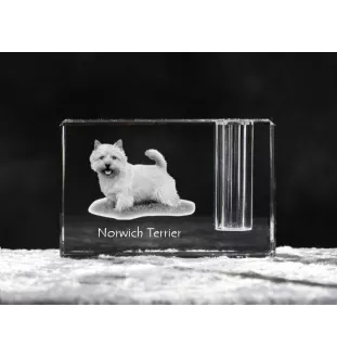 Norwich Terrier, Terrier de Norwich - Porte-stylos, organiseur en cristal avec photo de chien, décoration de bureau unique par la marque Art-Dog