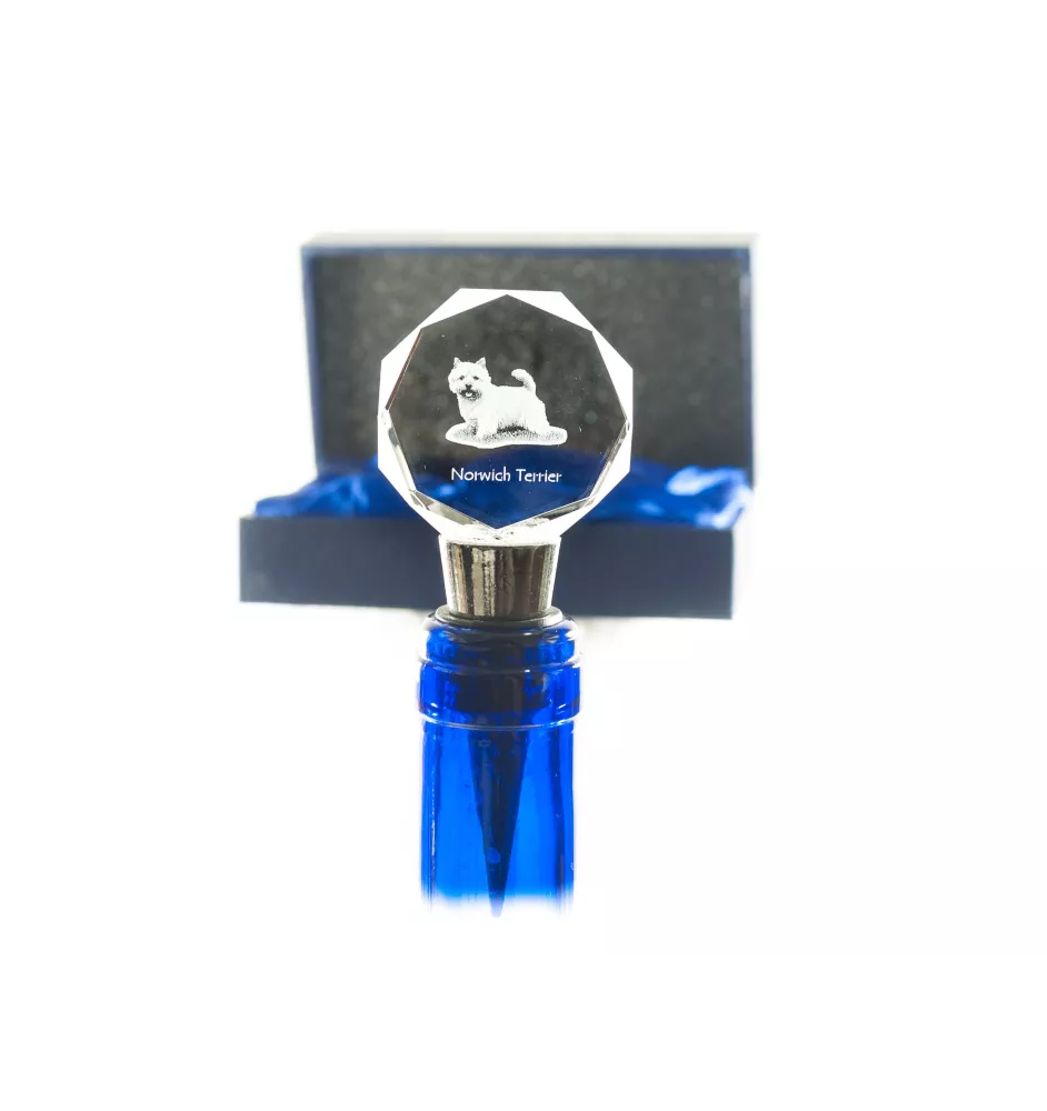 Norwich Terrier, Terrier de Norwich - Bouchon de bouteille, bouchon de vin en cristal avec photo, cadeau personnalisé pour barman par la marque Art-Dog