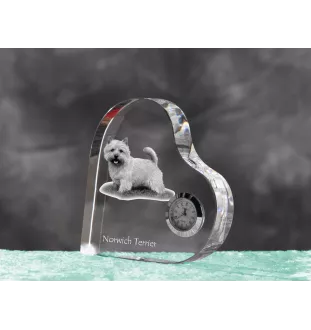 Norwich Terrier, Terrier de Norwich - horloge en cristal avec une photo de chien, horloge de table en forme de cœur, horloge debout personnalisée de la marque Art-Dog
