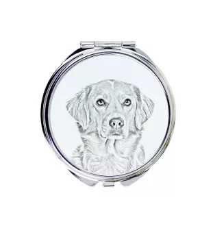 Nova Scotia Duck Tolling Retriever, Toller - Taschenspiegel mit Hund, personalisierter Taschenspiegel, kompakter Spiegel mit Art-Dog-Logo