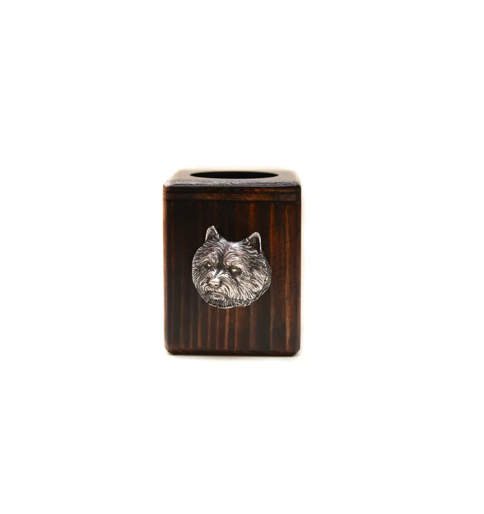 Norwich Terrier - wooden candle holder with a dog, a unique souvenir after losing a dog, a handicraft from the Art-Dog brand