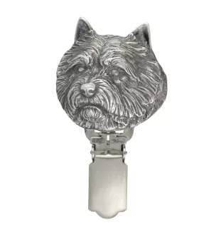 Norwich Terrier - Brosche mit Clip, Startnummernhalter, versilberte Anstecknadel für Hundeausstellungen der Marke Art-Dog