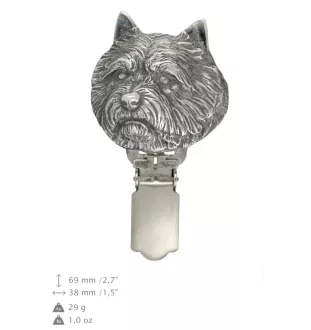 Norwich Terrier, Terrier de Norwich - broche avec pince, support pour numéro de départ, épingle argentée pour exposition de chiens de la marque Art-Dog