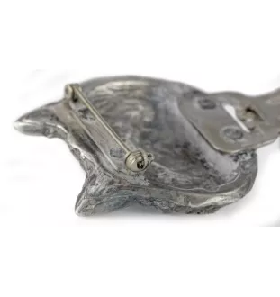 Norwich Terrier, Terrier de Norwich - broche avec pince, support pour numéro de départ, épingle argentée pour exposition de chiens de la marque Art-Dog