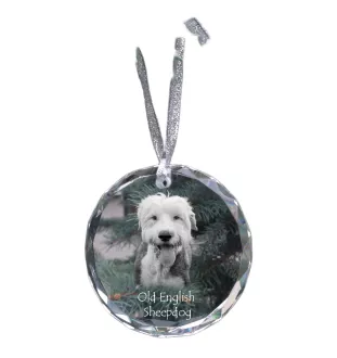 Old English Sheepdog - Kristallkugel mit Foto, Hundebild im Kristall, personalisierter Christbaumschmuck von Art-Dog.