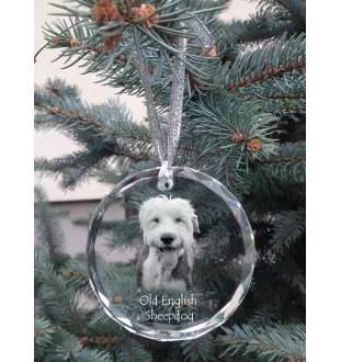 Chien de Berger Anglais - boule de Noël en cristal avec une photo, photo de chien dans le cristal, décoration personnalisée pour sapin de Noël de la marque Art-Dog