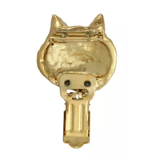 Norwich Terrier, Terrier de Norwich - broche avec pince, support doré pour numéro de départ, élégante épingle pour exposition de chiens de la marque Art-Dog