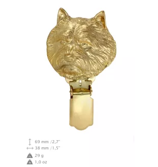 Norwich Terrier, Terrier de Norwich - broche avec pince, support doré pour numéro de départ, élégante épingle pour exposition de chiens de la marque Art-Dog