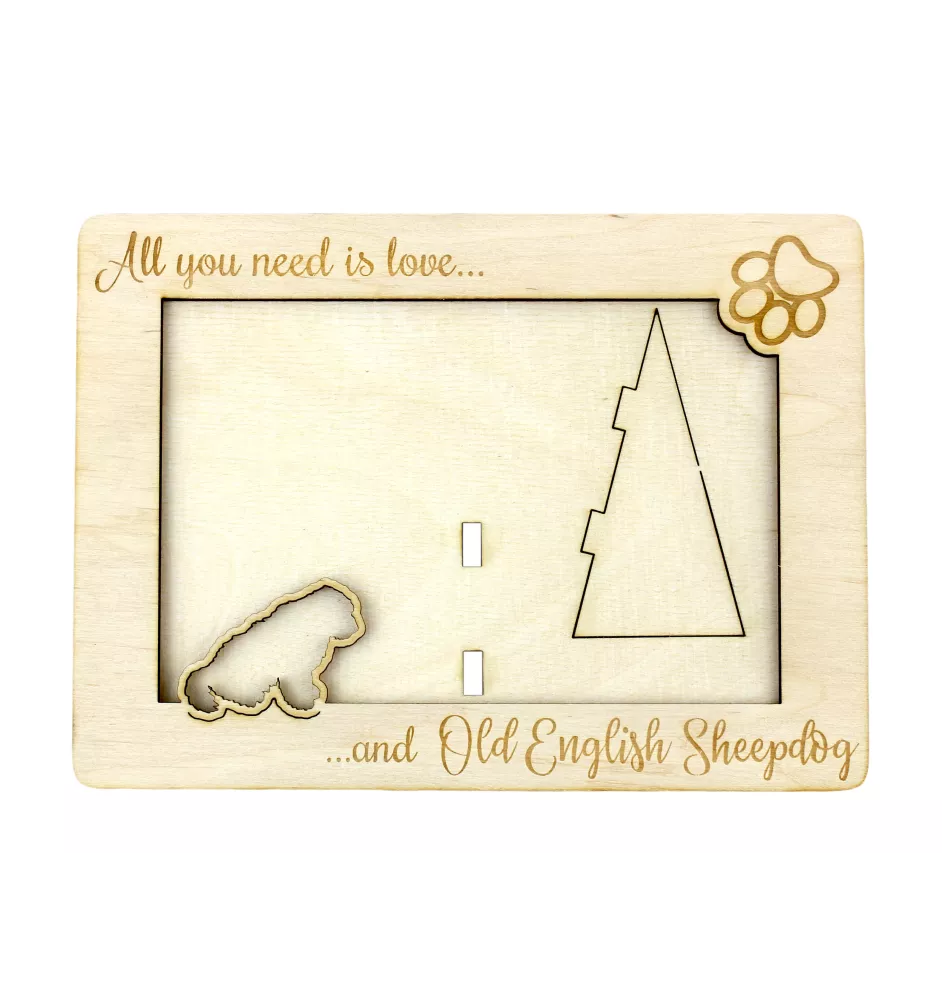 Old English Sheepdog - Photo frame, engraved wooden frame, a lovely gadget for the dog lover by Art-Dog