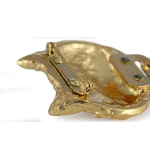 Norwich Terrier - brooch with a clip, gold-plated holder for a start number, a gift for a dog show by Art-Dog brand.