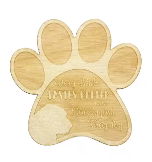 Chien de Berger Anglais - Sous-verre mug, sous-verre gravé avec chien, cadeau pour amoureux des chiens par la marque Art-Dog