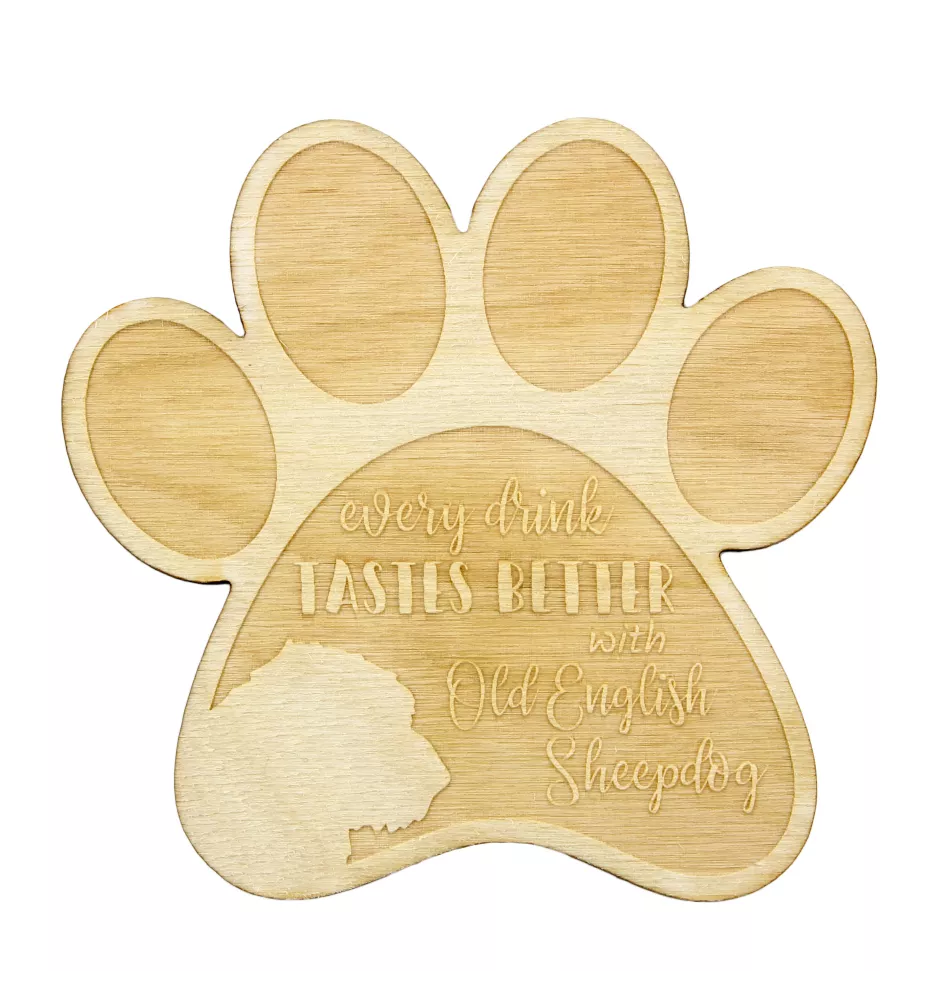 Chien de Berger Anglais - Sous-verre mug, sous-verre gravé avec chien, cadeau pour amoureux des chiens par la marque Art-Dog