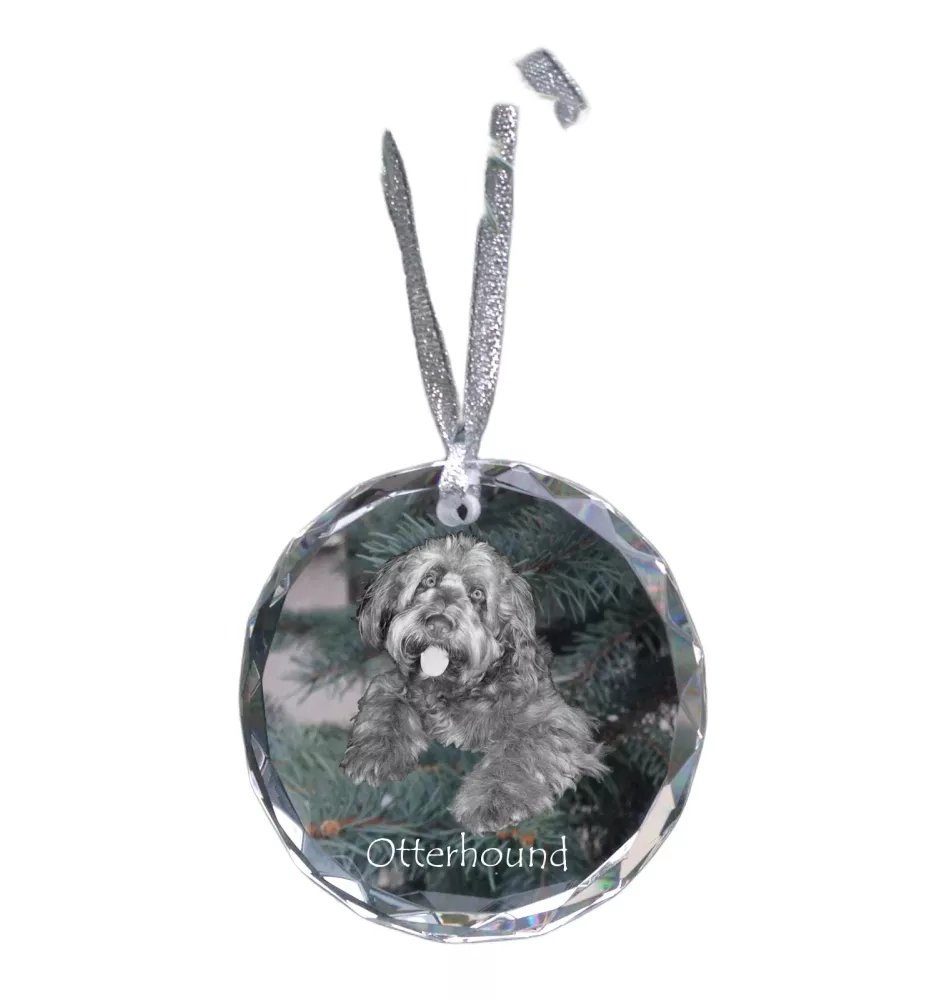 Chien à loutre, Otterhound - boule de Noël en cristal avec une photo, photo de chien dans le cristal, décoration personnalisée pour sapin de Noël de la marque Art-Dog