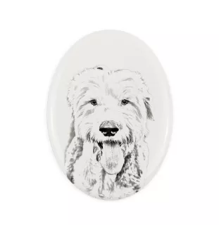 Old English Sheepdog - commemorative plaque with a photo of a dog, tombstone with a print, personalized oval plaque from the Art-Dog brand