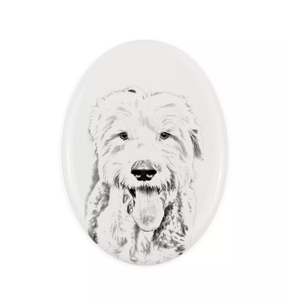Old English Sheepdog - Gedenktafel mit einem Foto eines Hundes, Grabplatte mit Druck, personalisierte ovale Platte der Marke Art-Dog