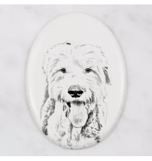 Old English Sheepdog - commemorative plaque with a photo of a dog, tombstone with a print, personalized oval plaque from the Art-Dog brand