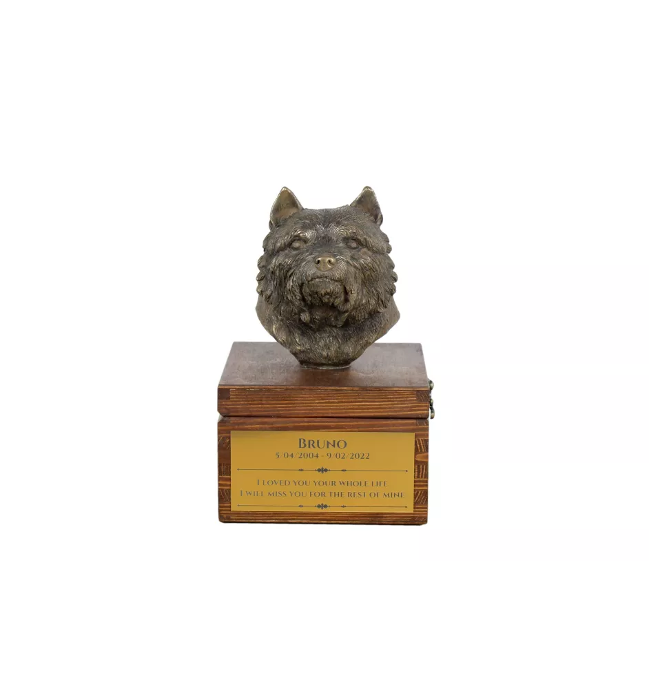 Norwich Terrier - urn for dog ashes with a statuette, small urn for a dog, personalized urn with a bust of a dog by Art-Dog brand