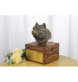 Norwich Terrier - urn for dog ashes with a statuette, small urn for a dog, personalized urn with a bust of a dog by Art-Dog brand