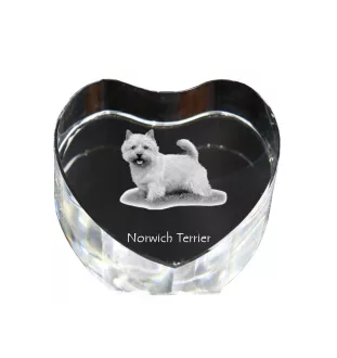 Norwich Terrier, Terrier de Norwich - une photo de chien dans un cristal, un cœur en cristal, un cadre photo exceptionnel de la marque Art-Dog