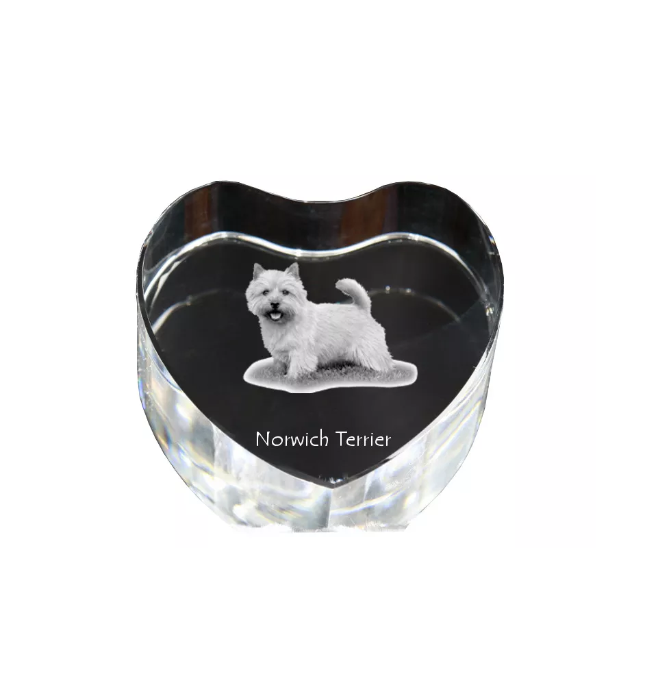 Norwich Terrier serce kryształowe z psem Art-Dog