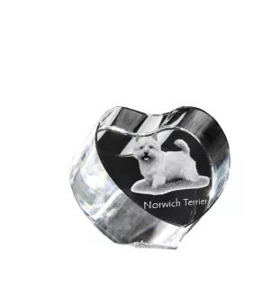 Norwich Terrier - a photo of a dog in crystal, crystal heart, unique photo frame from the Art-Dog brand